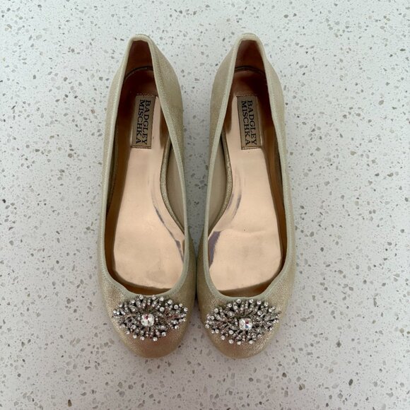 Badgley Mischka - Abella gold leather flats - Picture 3 of 13